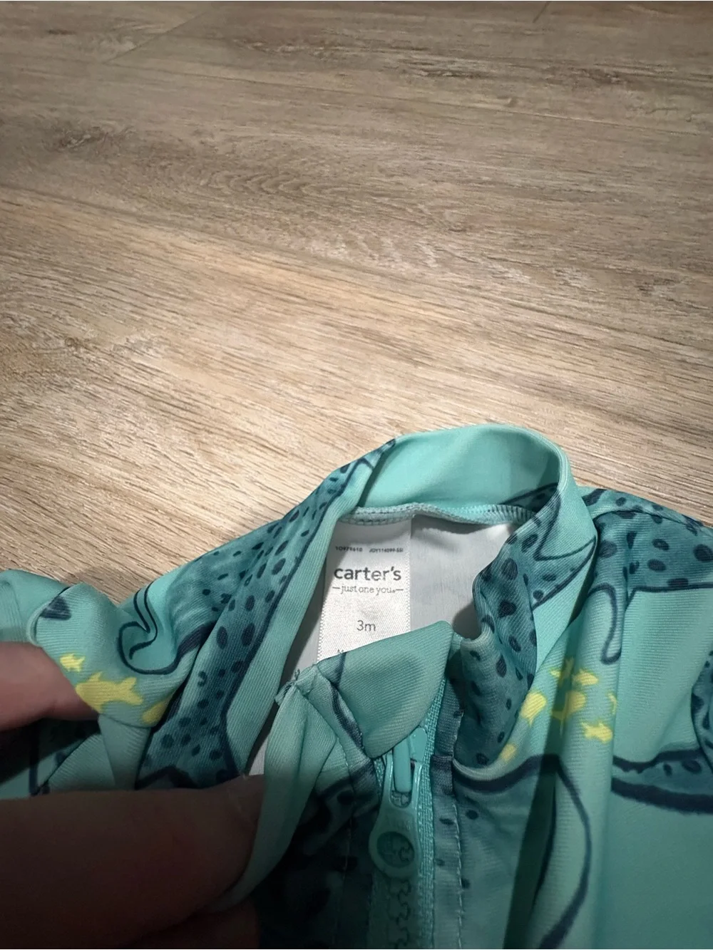Carter's | Teal Shark-Print Zip One-Piece Swim Romper